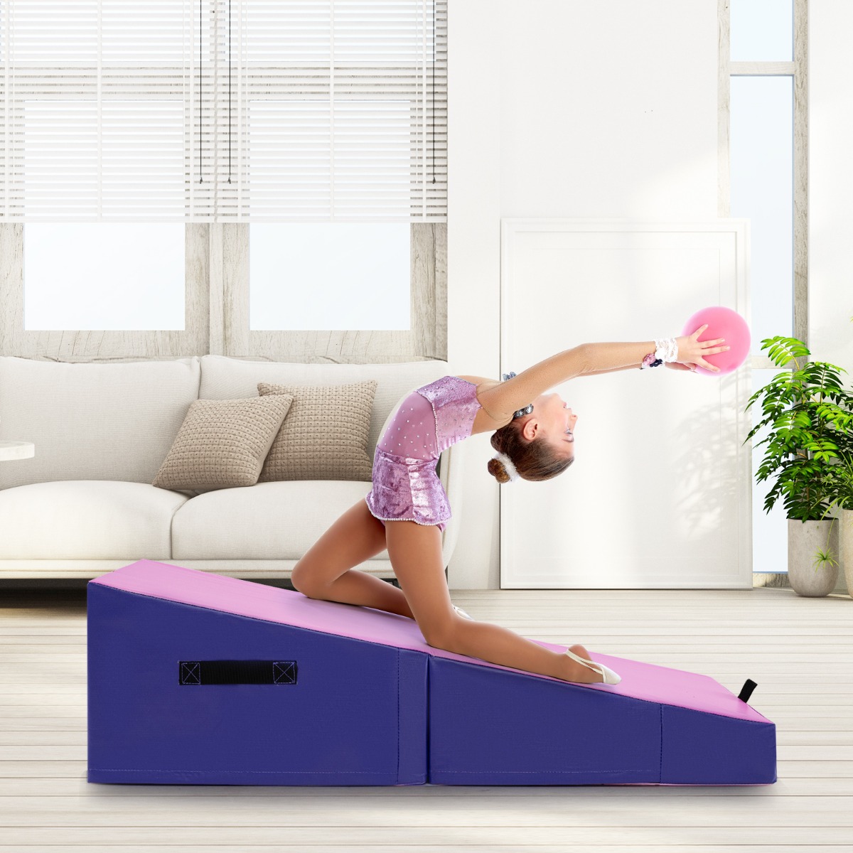 2 in 1 Turnmatte mit Tragegriff Schräge Gymnastikmatte Keilförmige Weichbodenmatte